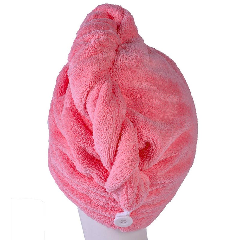 YYXR Microfiber Hair Drying Towel Ultra Absorbent Twist Hair Turban Drying Cap Hair Wrap (Rose) - Image 1
